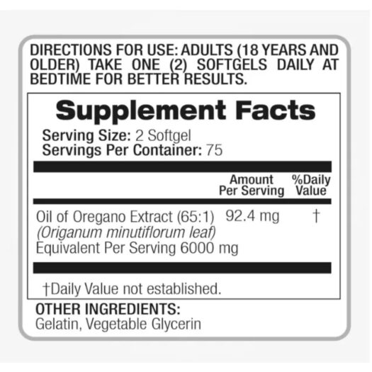 Fito Medics. Aceite de orégano 6,000 mg por 2 softgel - 150 softgels - cápsulas blandas por frasco. - Image 2