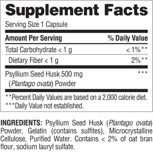 Natures Wonder. Psyllium Husk - 500 mg - 200 cápsulas por frasco. - Image 2