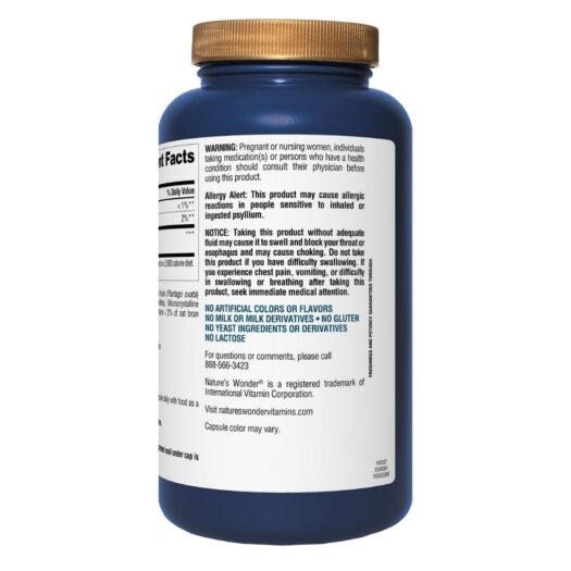 Natures Wonder. Psyllium Husk - 500 mg - 200 cápsulas por frasco. - Image 5