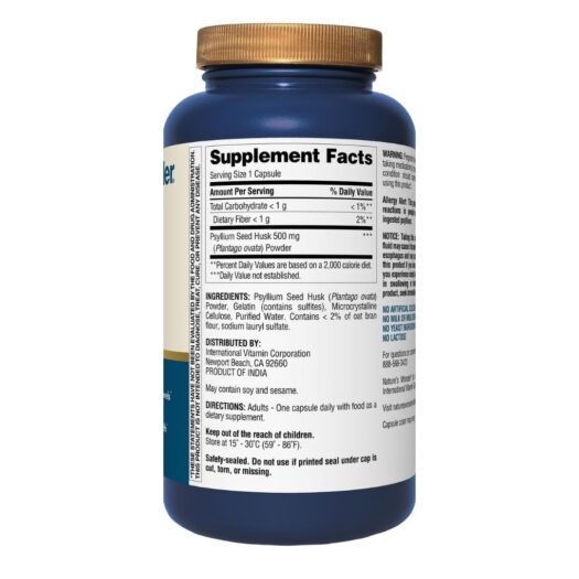 Natures Wonder. Psyllium Husk - 500 mg - 200 cápsulas por frasco. - Image 6