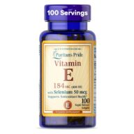 Puritans Pride. Vitamina E 400 IU (184 mg.) + Selenio 50 mcg - 100 cápsulas blandas