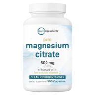 Micro Ingredients. Citrato de Magnesio 500 + Vitamina C 90  mg - por cada 3 cápsulas. 300 cápsulas por frasco.