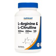 Nutricost. L Arginina 500 mg. + L Citrulina 250 mg. - 120 cápsulas por frasco.