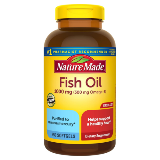 Nature Made. Fish Oil 1,000 mg - 250 softgels por frasco