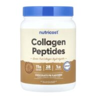 Nutricost. Péptidos de colágeno 11 gramos - Colágeno Hidrolizado Bovino alimentado con hierba - 28 porciones sabor Chocolate con Mantequilla de Maní