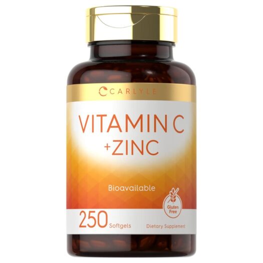 Carlyle. Vitamina C 180 mg + Zinc 100 mg - Por 2 softgels - 250 softgels/ cápsulas blandas por frasco.