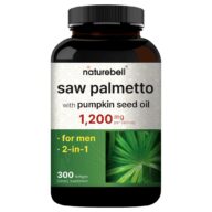 Naturebell. Saw Palmetto 600 mg extracto+ 600 mg Aceite de Semillas de Calabaza - Por cada 3 cápsulas - 300 cápsulas por frasco