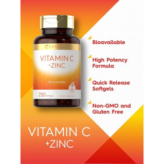 Carlyle. Vitamina C 180 mg + Zinc 100 mg - Por 2 softgels - 250 softgels/ cápsulas blandas por frasco. - Image 3