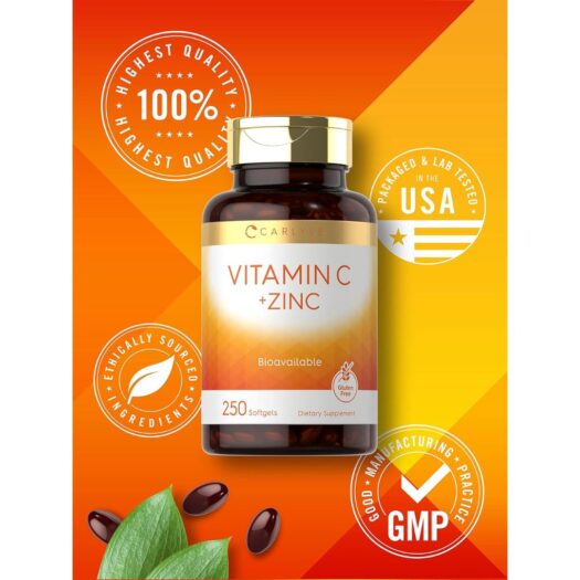 Carlyle. Vitamina C 180 mg + Zinc 100 mg - Por 2 softgels - 250 softgels/ cápsulas blandas por frasco. - Image 5