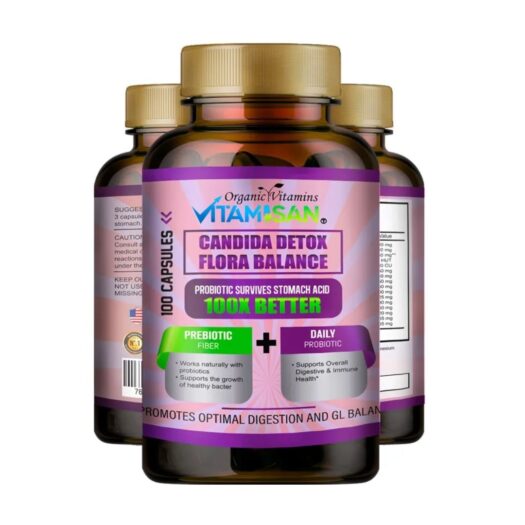 Vitamisan. Candida Detox + Probióticos + Enzimas Digestivas + Extractos Herbales - 100 cápsulas